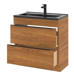 Meuble sous vasque à poser effet noyer l.80 x H.82 x P.45 cm, GoodHome Imandra