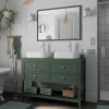 Meuble sous vasque à poser l.120 cm vert + plan de toilette, GoodHome Perma