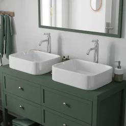 Meuble sous vasque à poser l.120 cm vert + plan de toilette, GoodHome Perma