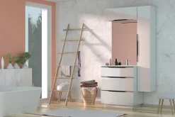 Meuble sous vasque à poser blanc brillant l.80 x H.88 x P.50 cm, Pamili