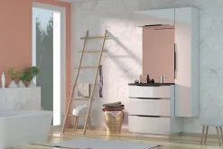 Meuble sous vasque à poser blanc brillant l.80 x H.88 x P.50 cm, Pamili