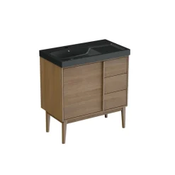 Meuble sous vasque à poser placage chêne H.82 x P.45 x l.80 cm Kabayan