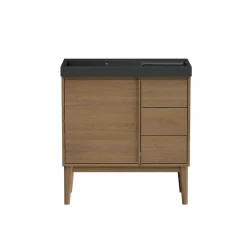 Meuble sous vasque à poser placage chêne H.82 x P.45 x l.80 cm Kabayan