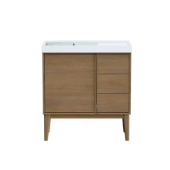 Meuble sous vasque à poser placage chêne H.82 x P.45 x l.80 cm Kabayan