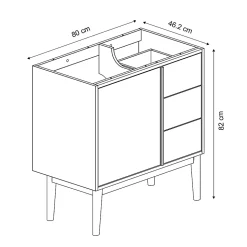Meuble sous vasque à poser placage chêne H.82 x P.45 x l.80 cm Kabayan