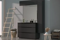 Meuble sous vasque à poser gris anthracite brillant l.120 x H.88 x P.50 cm, Pamili