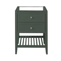 Meuble sous vasque à poser 2 tiroirs 1 niche vert mat l.60 x H.80,6 x P.45 cm, GoodHome Perma