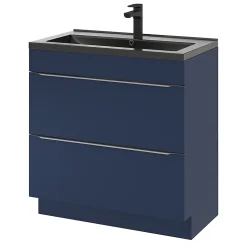 Meuble sous vasque à poser bleu nuit mat l.80 x H.82 x P.45 cm, GoodHome Imandra