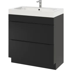 Meuble sous vasque à poser noir mat l.80 x H.82 x P.45 cm, GoodHome Imandra