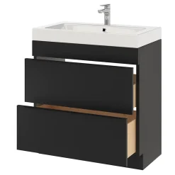 Meuble sous vasque à poser noir mat l.80 x H.82 x P.45 cm, GoodHome Imandra