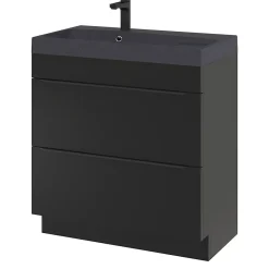 Meuble sous vasque à poser noir mat l.80 x H.82 x P.45 cm, GoodHome Imandra