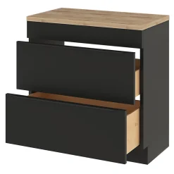 Meuble sous vasque à poser noir mat l.80 x H.82 x P.45 cm, GoodHome Imandra