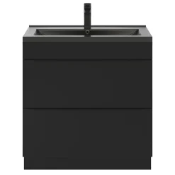 Meuble sous vasque à poser noir mat l.80 x H.82 x P.45 cm, GoodHome Imandra