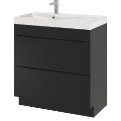 Meuble sous vasque à poser noir mat l.80 x H.82 x P.45 cm, GoodHome Imandra
