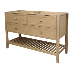 Meuble sous vasque à poser 4 tiroirs 1 niche placage chêne l.120 cm + plan de toilette placage chêne, GoodHome Perma