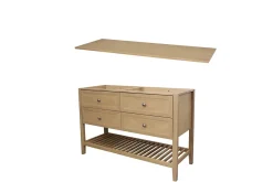 Meuble sous vasque à poser 4 tiroirs 1 niche placage chêne l.120 cm + plan de toilette placage chêne, GoodHome Perma