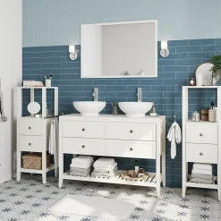 Meuble sous vasque à poser 4 tiroirs blanc mat l.120 x H.80 x P.45 cm, GoodHome Perma