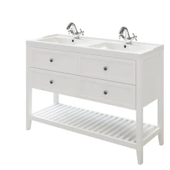 Meuble sous vasque à poser 4 tiroirs blanc mat l.120 x H.80 x P.45 cm, GoodHome Perma