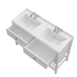 Meuble sous vasque à poser 4 tiroirs blanc mat l.120 x H.80 x P.45 cm, GoodHome Perma