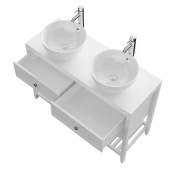 Meuble sous vasque à poser 4 tiroirs blanc mat l.120 x H.80 x P.45 cm, GoodHome Perma