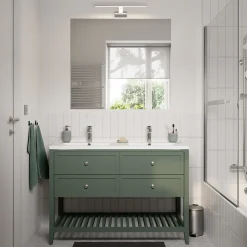 Meuble sous vasque à poser 4 tiroirs 1 niche vert mat l.120 x H.80,6 x P.45 cm, GoodHome Perma