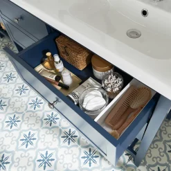 Meuble sous vasque à poser 4 tiroirs bleu mat l.120 x H.80 x P.45 cm, GoodHome Perma