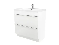 Meuble sous vasque à poser blanc brillant l.80 x H.82 x P.45 cm, GoodHome Imandra