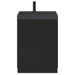 Meuble sous vasque à poser noir mat l.60 x H.82 x P.45 cm, GoodHome Imandra