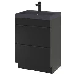 Meuble sous vasque à poser noir mat l.60 x H.82 x P.45 cm, GoodHome Imandra