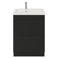 Meuble sous vasque à poser noir mat l.60 x H.82 x P.45 cm, GoodHome Imandra