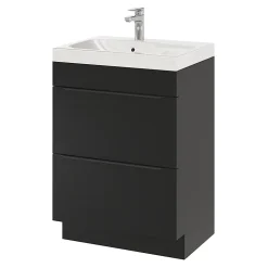 Meuble sous vasque à poser noir mat l.60 x H.82 x P.45 cm, GoodHome Imandra