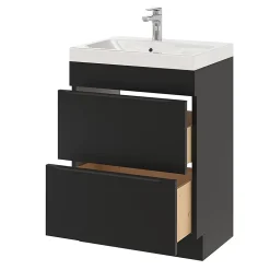 Meuble sous vasque à poser noir mat l.60 x H.82 x P.45 cm, GoodHome Imandra