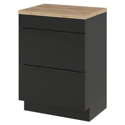 Meuble sous vasque à poser noir mat l.60 x H.82 x P.45 cm, GoodHome Imandra