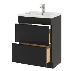 Meuble sous vasque à poser noir mat l.60 x H.82 x P.45 cm, GoodHome Imandra