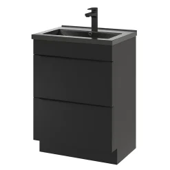 Meuble sous vasque à poser noir mat l.60 x H.82 x P.45 cm, GoodHome Imandra