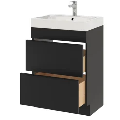 Meuble sous vasque à poser noir mat l.60 x H.82 x P.45 cm, GoodHome Imandra