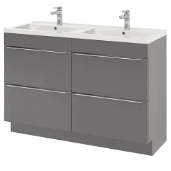 Meuble sous vasque à poser gris brillant l.120 x H.82 x P.45 cm, GoodHome Imandra