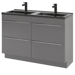 Meuble sous vasque à poser gris brillant l.120 x H.82 x P.45 cm, GoodHome Imandra