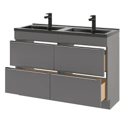 Meuble sous vasque à poser gris brillant l.120 x H.82 x P.45 cm, GoodHome Imandra