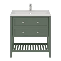 Meuble sous vasque à poser l.80 cm vert + plan vasque Lana, GoodHome Perma