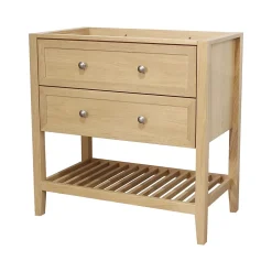 Meuble sous vasque à poser 2 tiroirs 1 niche placage chêne l.80 cm Perma + plan vasque blanc Nira, GoodHome