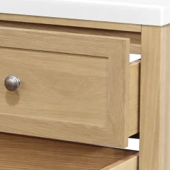 Meuble sous vasque à poser 2 tiroirs 1 niche placage chêne l.80 cm Perma + plan vasque blanc Nira, GoodHome