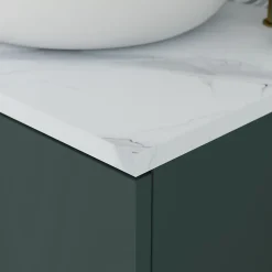 Meuble sous vasque à poser l.120 cm vert + plan de toilette effet marbre blanc Cadélia, GoodHome Perma