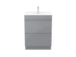 Meuble sous vasque à poser gris brillant l.60 x H.82 x P.45 cm, GoodHome Imandra