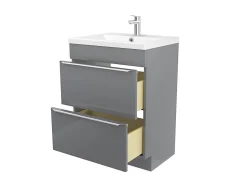 Meuble sous vasque à poser gris brillant l.60 x H.82 x P.45 cm, GoodHome Imandra