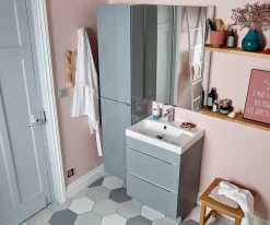 Meuble sous vasque à poser gris brillant l.60 x H.82 x P.45 cm, GoodHome Imandra