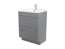 Meuble sous vasque à poser gris brillant l.60 x H.82 x P.45 cm, GoodHome Imandra