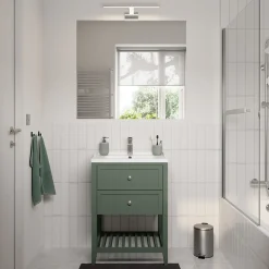 Meuble sous vasque à poser l.60 cm vert + plan vasque Lana, GoodHome Perma