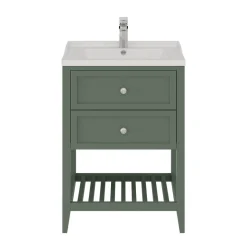 Meuble sous vasque à poser l.60 cm vert + plan vasque Lana, GoodHome Perma