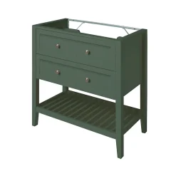 Meuble sous vasque à poser l.80 cm vert + plan de toilette effet marbre blanc Cadélia, GoodHome Perma